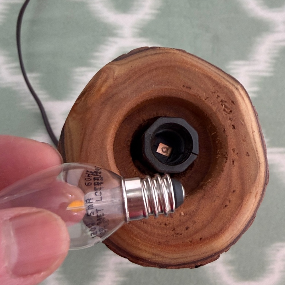 Handmade Rustic Wood Log Lamp that looks like a candle - Picture 8 of 8